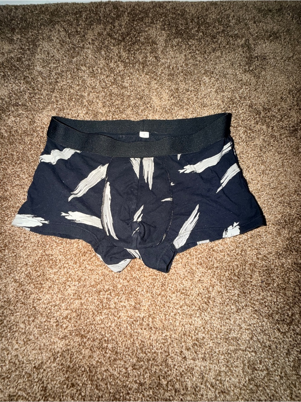 Express Black Boxer Briefs with White Brushstroke Print medium
